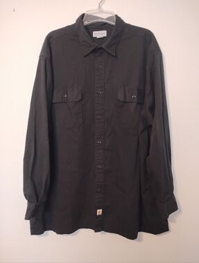 Carhartt Black Button Up Long Sleeve Work Shirt